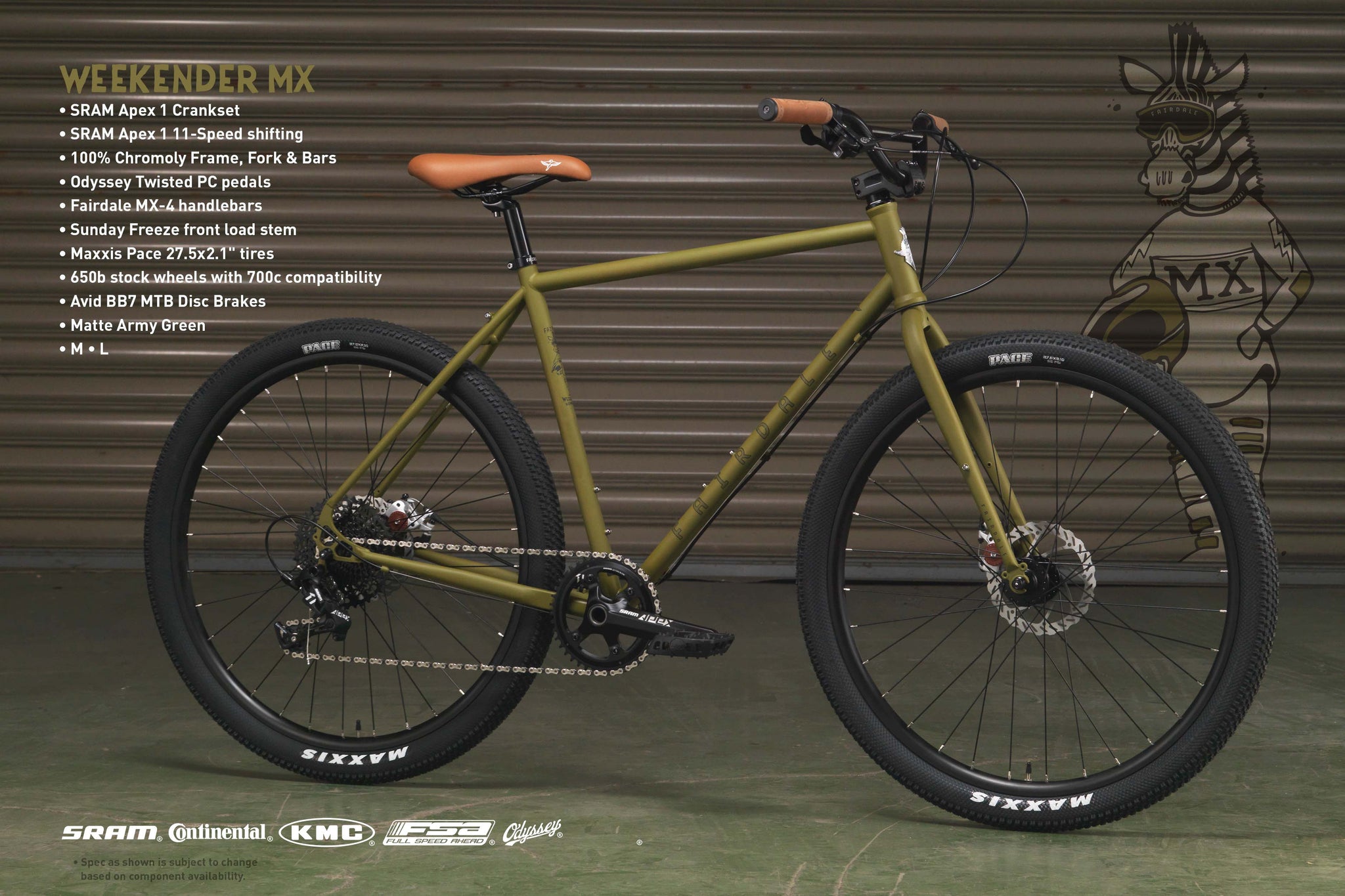 Fairdale Weekender Nomad MX - Matte Army Green full bike view
