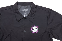 Sunday Creepy Sweeper Windbreaker Jacket (Black with Purple/White Ink)